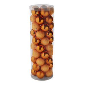 Orange 10cm Plastic Ball in tube (matt,shiny,glitter) x 48
