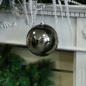 Pewter Shiny Shatterproof Bauble (x1) (15cm)