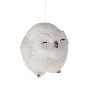 Hanging Owl Large White Eyes Closed 19Cm
