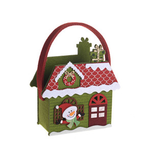 Felt Snowman House Basket Green
