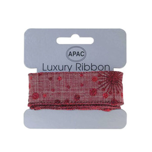 Red with Red Glitter Snowflakes Christmas Ribbon (30mm x 2m) (12)