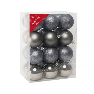 Pewter 6cm Shatterproof Baubles x 24 from Country Baskets