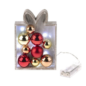 Baubles Present Whte Wood Led from Country Baskets