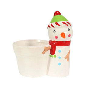 Snowman Novelty Ceramic w/6cm 'White Drop in' Pot (48) from Country Baskets