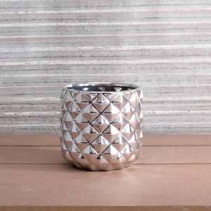 13.3cm Silver Pineapple Ceramic Pot (6/24) from Country Baskets