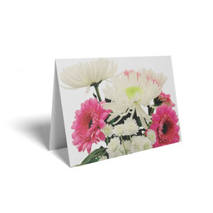 Folded Card  White Chrysanthemum/Pink Gerbera