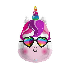 Balloon Unicorn Head Pink Hair 18 Inch