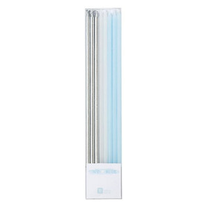 Tall Candles Blue Silver from Country Baskets