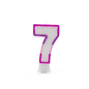 7 Pink Coloured Number Candle from Country Baskets