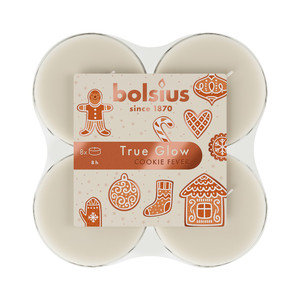 Bolsius Christmas True Glow Fragranced Maxi Light - Pk of 8 - Cookie Fever -Ivor