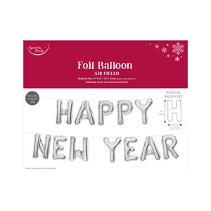 NYE FOIL SILVER LETTER BALLOON 