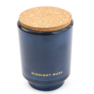 10.5Cm Glass Candle With Cork Lid Blue cabin In The Woods