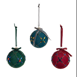 Baubles Flocked Glass With Bow 3Ast from Country Baskets