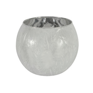 White Frosted Bubble Ball Votive Candle Holder (L) from Country Baskets