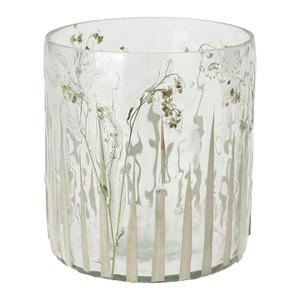 Glass Tealight holder Votive With Leaf Design 10X11cm from Country Baskets