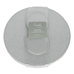 SILVER SPARKLE FAUX LEATHER PM & COT SET from Country Baskets