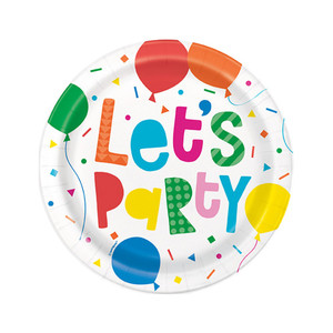 Colourful Balloons 7" Plates 8 Pack from Country Baskets