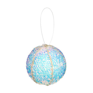 Sequin Covered Ball Hanging Decoration - Iridescent Blue-12cm Sequin Covered Ball Hanging Decoration - Iridescent Blue-12cm