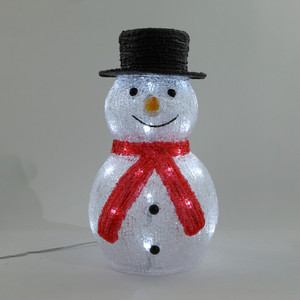 Light up Acrylic Snowman 35cm 30 LED mains powered from Country Baskets