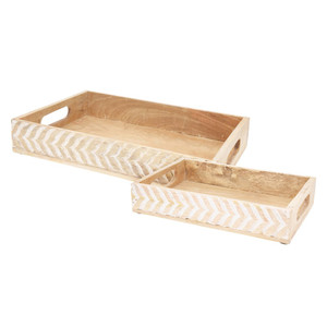 Serving Tray 2Pcs Mango Wood from Country Baskets Serving Tray 2Pcs Mango Wood from Country Baskets