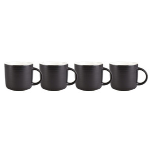 Imlico Ripple Black And Cream Set Of 4 Mugs from Country Baskets