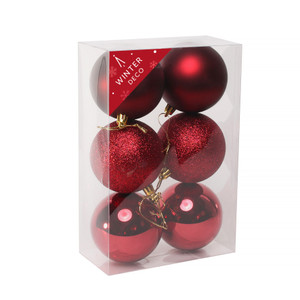 Burgundy Shatterproof Baubles (8cm) (6 pieces) from Country Baskets