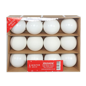 White Bauble on Wire - Matt / Shiny / Glitter (10cm) (12 Pieces) from Country Baskets