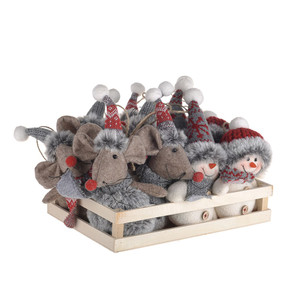 Hanging Dec Mouse & Snowman In A Tray 10x12x52Cm from Country Baskets
