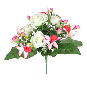 Pembroke Leafy Rose and Orchid Bunch - Cream from Country Baskets