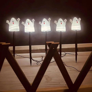 Set of 5 Ghost Pathway lights H 33cm  Battery Powered with 2 functions 