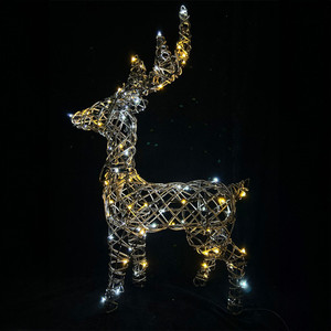 Rattan Stag brown Sml warm wht-wht LED Flashing H75cm mains power weatherproof from Country Baskets