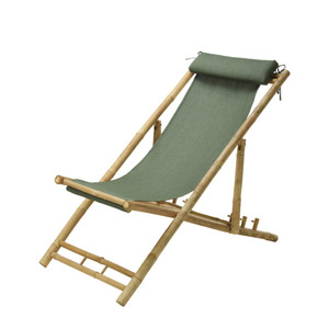 Beach Chair Bamboo Green Fabri from Country Baskets