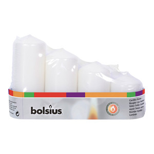 Bolsius Tray Assorted Size Pillar Candles x 4 White from Country Baskets