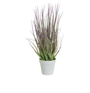 46cm Grass w/White Pot Purple