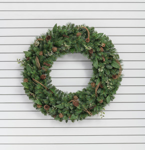 48" Cone/Rattan Ball Wreath from Country Baskets
