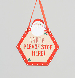 18cm Wood Hanging Santa Stop