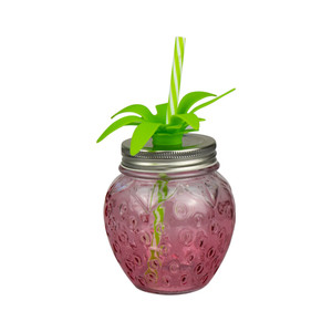 Strawberry Mason Jar With Straw 450ml from Country Baskets