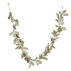 Gold Glitter Leaf Garland L 173cm from Country Baskets