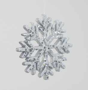 24cm Glitter Snowflake Dec. Silver from Country Baskets