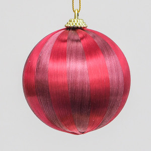 8cm Striped Ball Decoration Burg. from Country Baskets