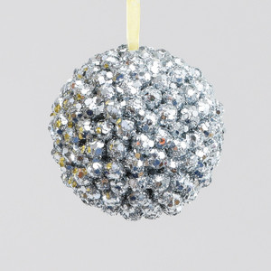 8cm Beaded Ball Decoration Silver from Country Baskets