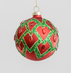 80mm Glitter/Gem Pattern Red/Grn from Country Baskets