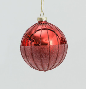 80mm Glass Frost/Satin Ball Red from Country Baskets
