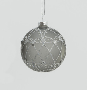 80mm Glass Glitter Pattern Ball Gr from Country Baskets