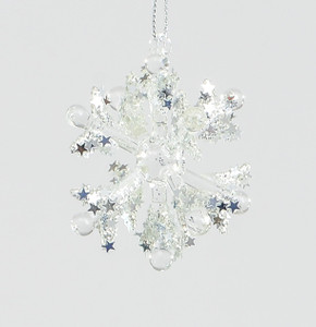 6cm Glass Snowflake Decoration from Country Baskets 6cm Glass Snowflake Decoration from Country Baskets