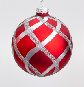 8cm Swirl Pattern Ball Red/Silver from Country Baskets 8cm Swirl Pattern Ball Red/Silver from Country Baskets