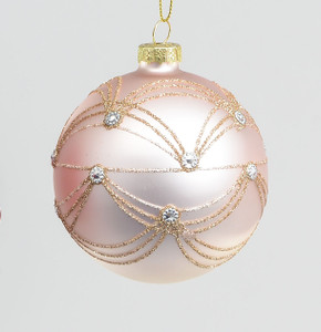 80mm Swirl/Gem Glass Ball Pink from Country Baskets 80mm Swirl/Gem Glass Ball Pink from Country Baskets