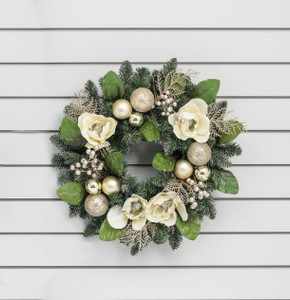24" Magnolia/Bauble Wreath from Country Baskets