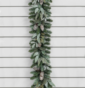 6ft Cone/Mixed Leaf Garland Nat. from Country Baskets