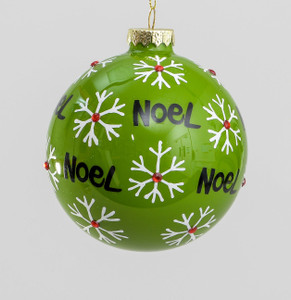 100mm Glass Noel/Flake Ball Dec from Country Baskets